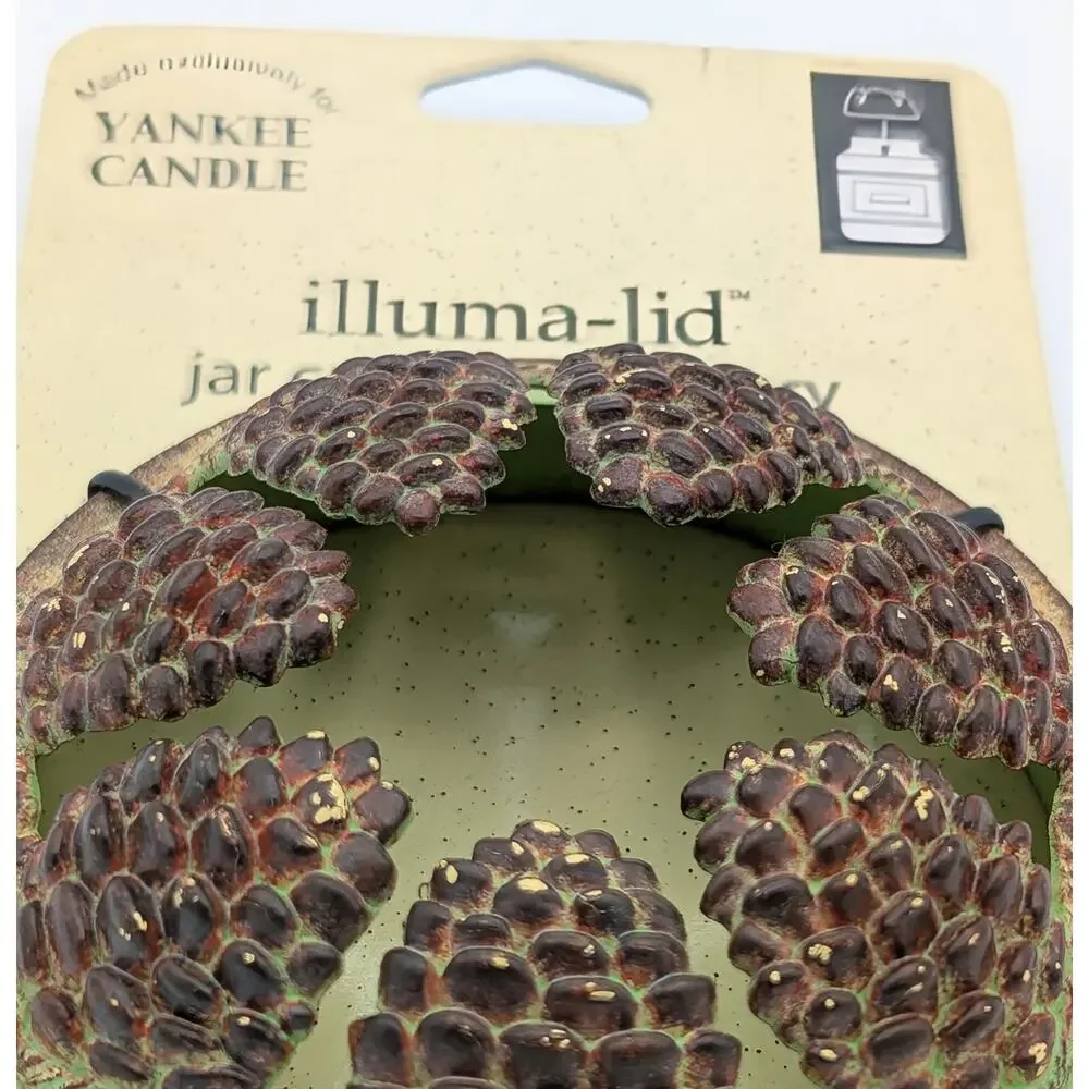 Vintage Yankee Candle Illuma-Lid Jar Topper Antique Verdigris 3D Pine Cone Metal